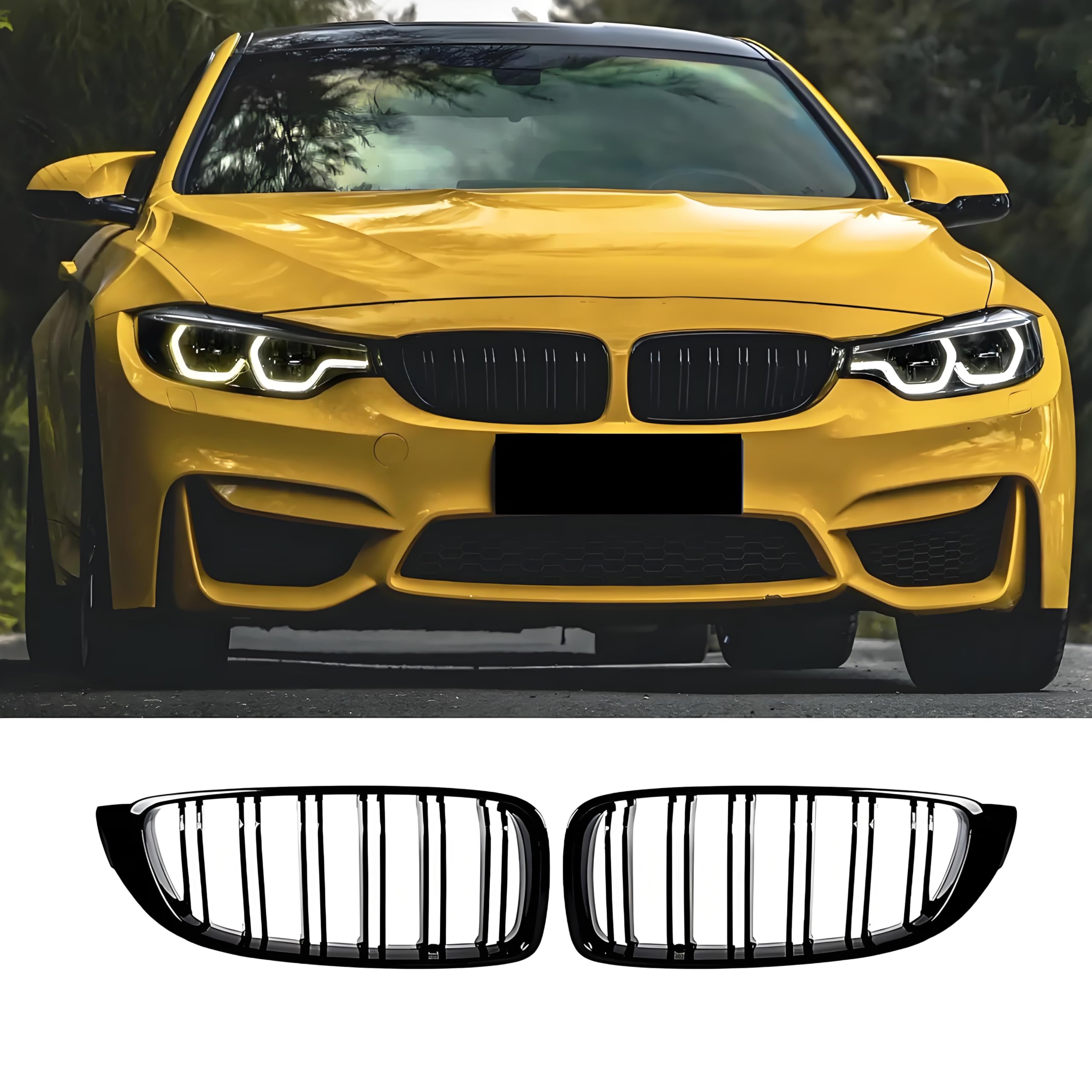 F32 Griglia Nera per Paraurti Anteriore, Adatta per BMW Serie 4 F32 F33 F36 (2014-2019) e M4 F82, M3 F80 (2015-2019) - per tuning BMW 4 serie (For 4er F32 2014-2019)