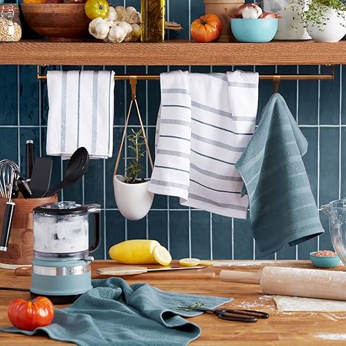 Vista 89 de KitchenAid Albany - Juego de 4 toallas de cocina, aguamarina/blanco, 16 x 26 pulgadas Aqua