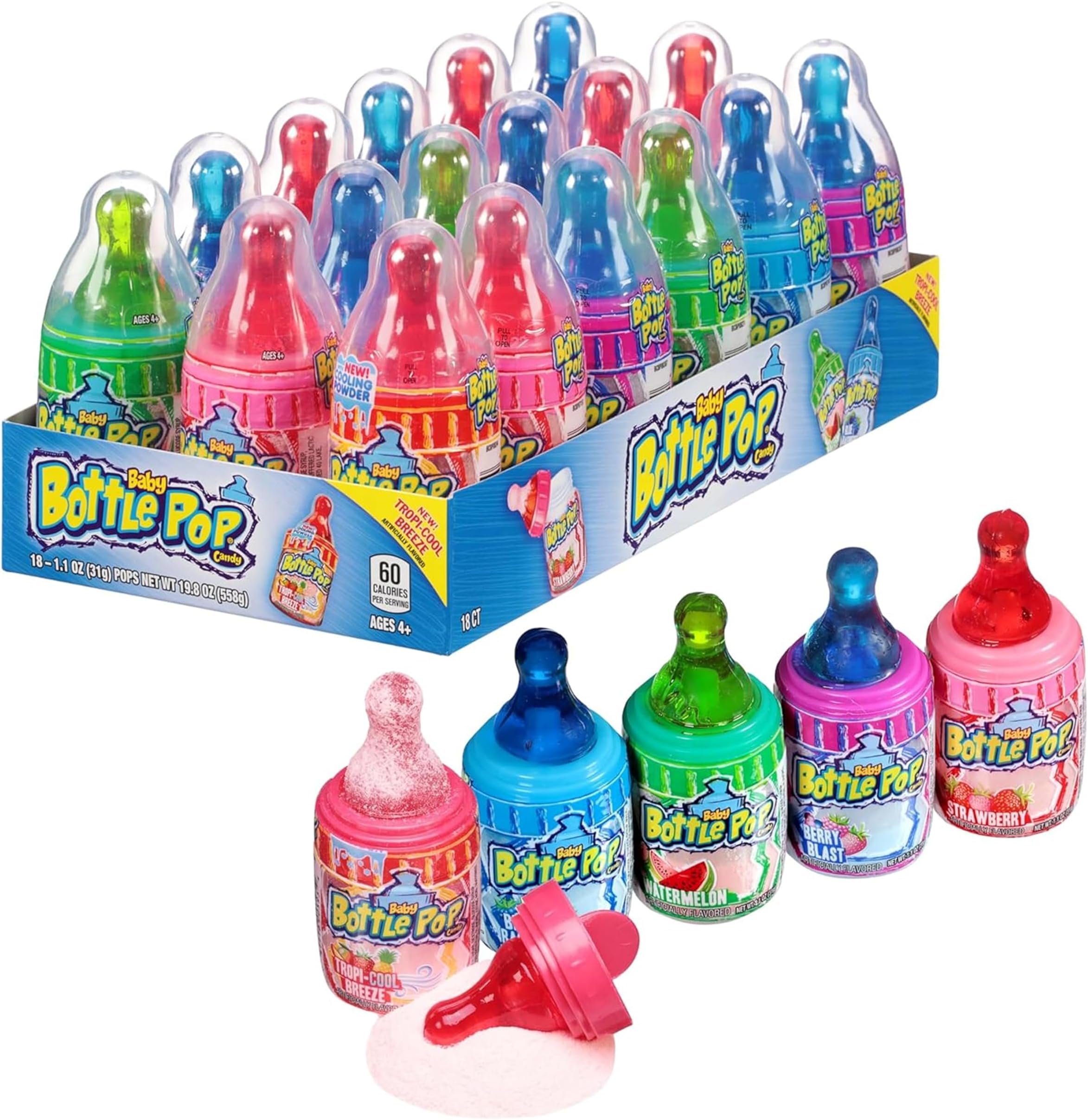 Topps Baby Bottle Pop Candy, 18-Count