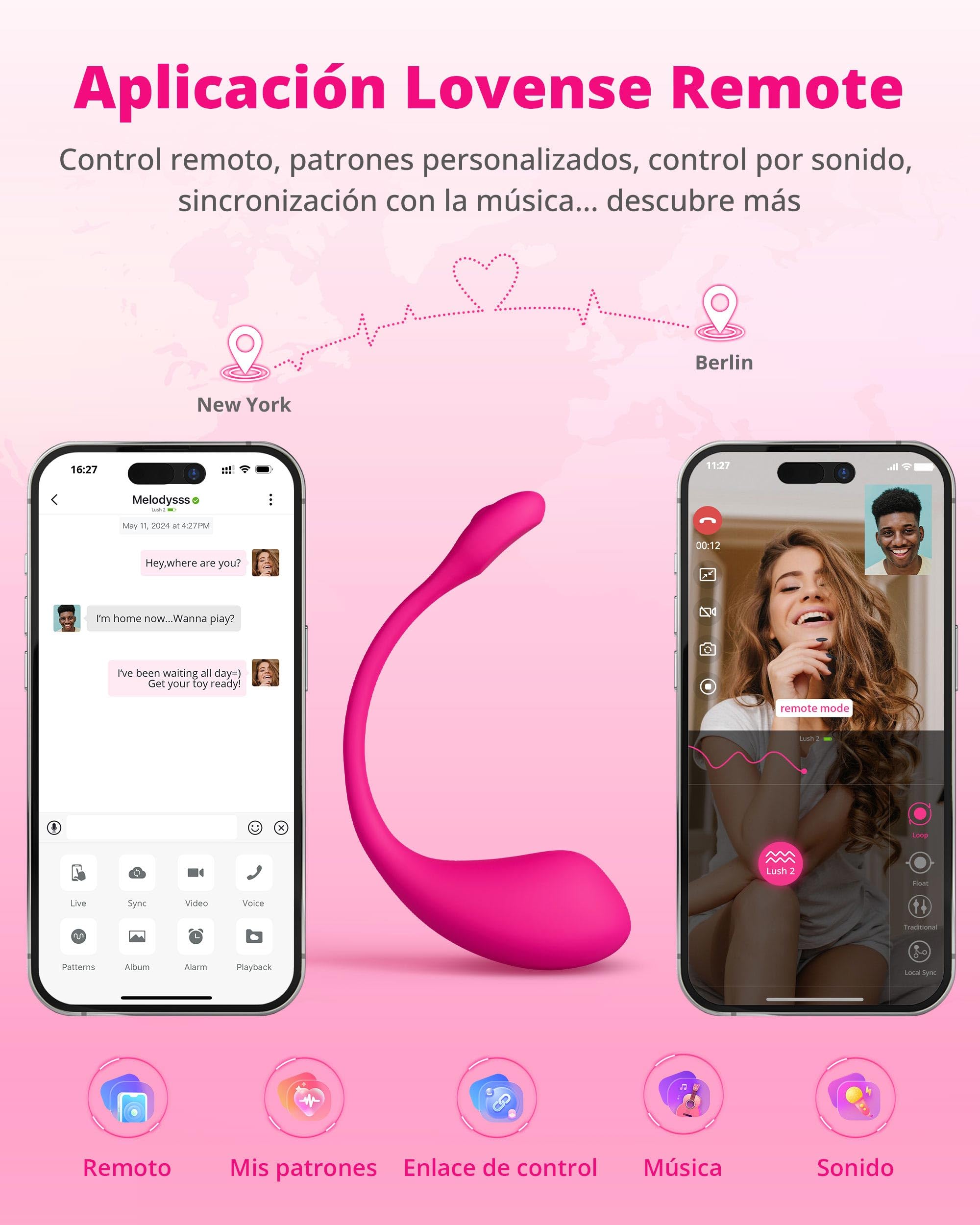LOVENSE Lush 2 Oeuf Vibrant Connecté pour Femme, Vibromasseur Bluetooth avec Contrôle à Distance via Application, Stimulateur Point G Puissant, Jouet Connecté pour Couple