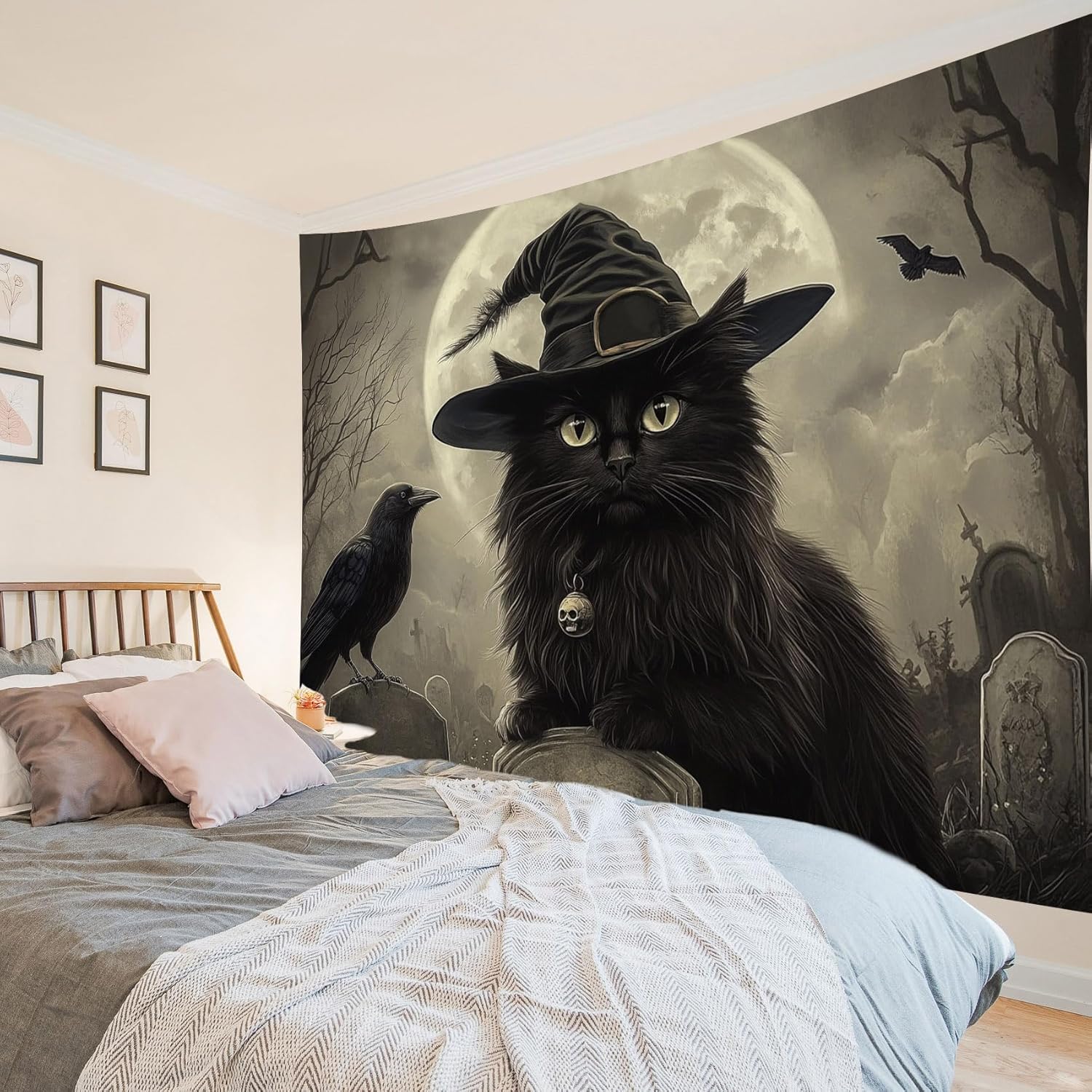 EOBTAIN Fall Bookshelf Tapestry Vintage Study Room with Window Autumn Scenery Tapestries Wall Hanging Orange Maple Tree Poster Home Wall Decor for Bedroom Living Room College Dorm 92x70 Inch