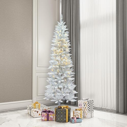 Miniatura 8 de Vickerman Unlit árbol de navidad artificial de pluma de abeto delgado, con destello