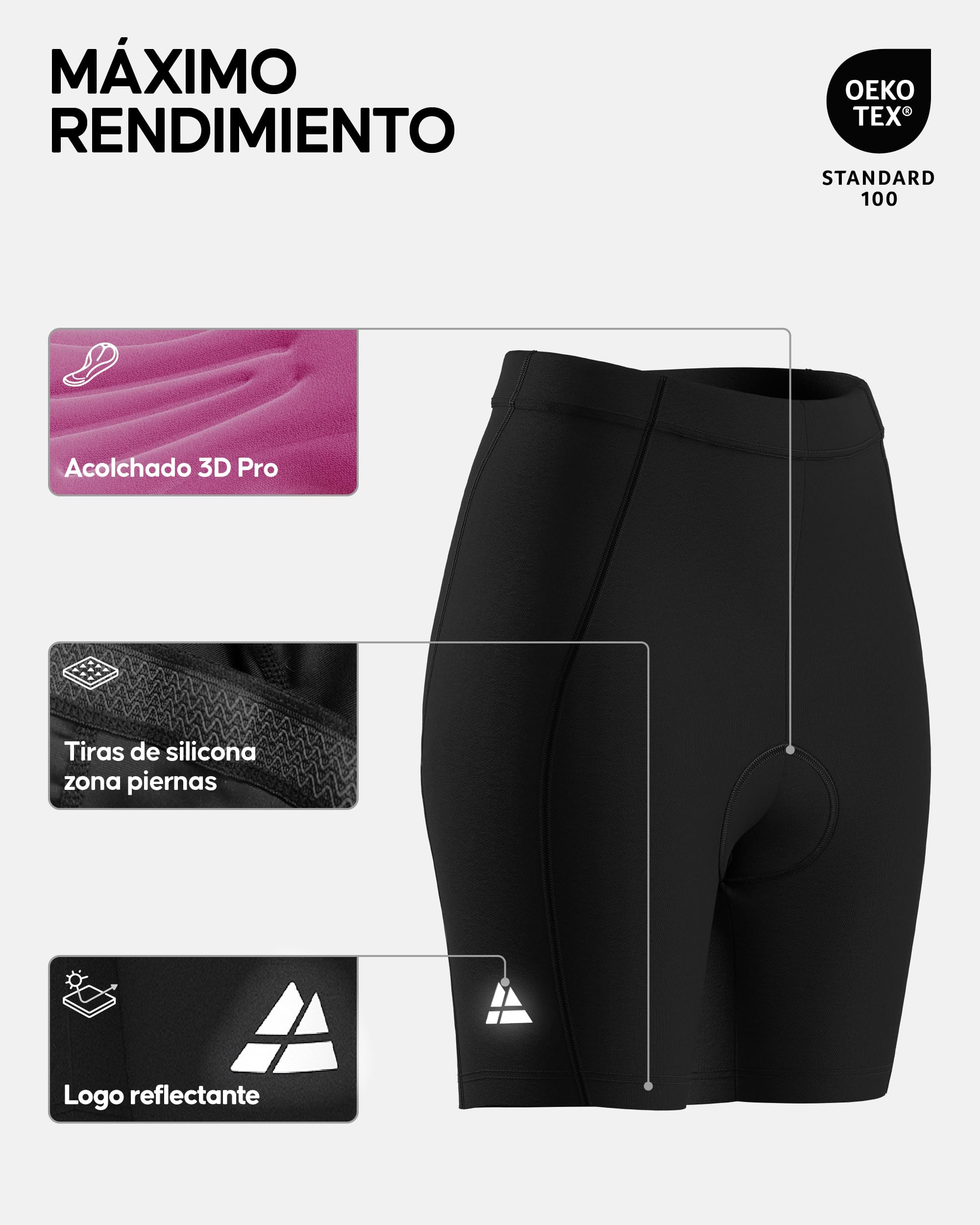 DANISH ENDURANCE Pantalón Corto Verano Acolchado con Gel 3D de Ciclismo para Mujer, Shorts Elásticos, Transpirables