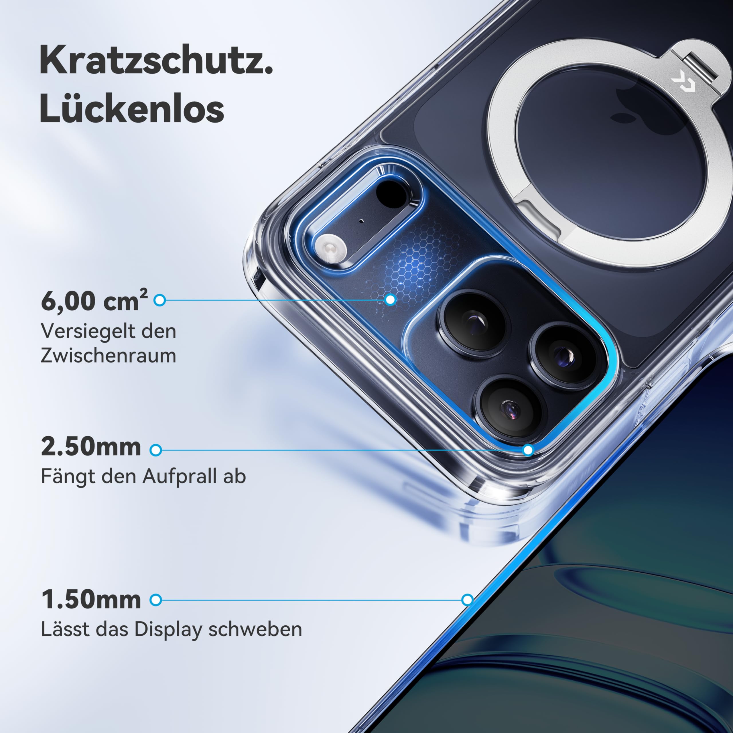 CASEKOO für iPhone 17 Pro Hülle für MagSafe [360 Drehständer] [Kameraschutz & Militärschutz] Stoßfest Schutzhülle Transparent Handyhülle für iPhone 17 Pro Case 6,3 Zoll - Durchsichtig