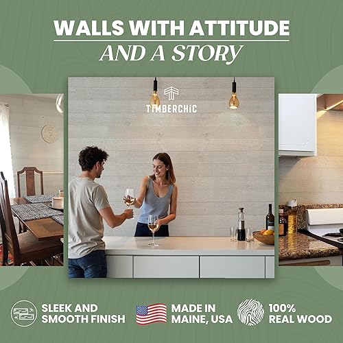 Miniatura 2 de Timberchic Tablones de pared de madera de pino, aplicación simple de revestimiento de pared para decoración de pared y mejoras del hogar, paneles de