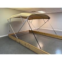 Replacement Bimini Top Canvas with Storage Boot, 12' Long x 8.5' Wide, 16oz, 4 Bow, fits 97-103" Wide, Zippered Sleeves, Cutout for Navigation Light, by Cypress Rowe Outfitters Beige