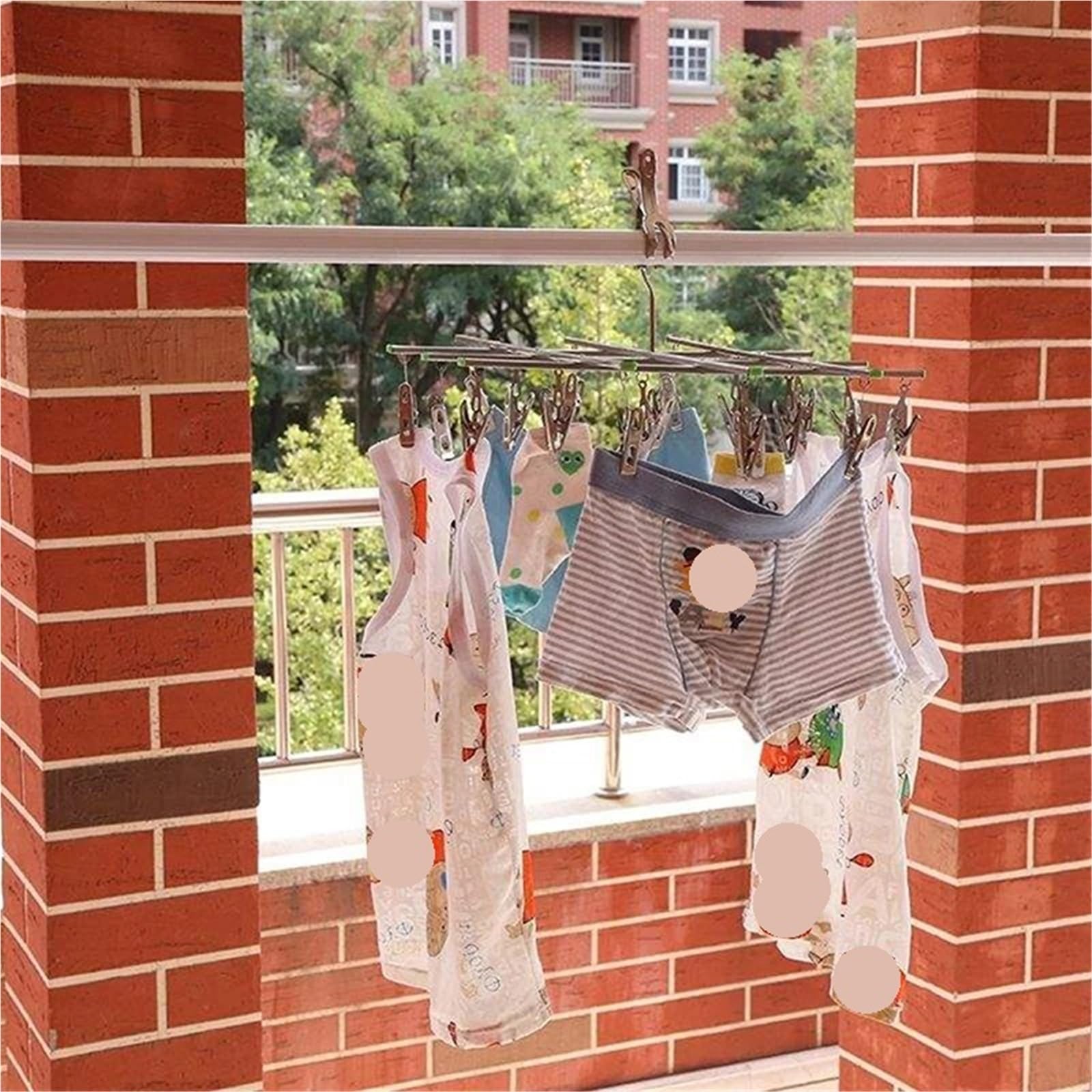 3 Stück Faltbarer Kleiderbügel, Wäscheständer, Edelstahl, Unterwäsche, Sockentrockner, flaches Kopf-Design, rostbeständig, starker Halt für Socken(35 Clip)