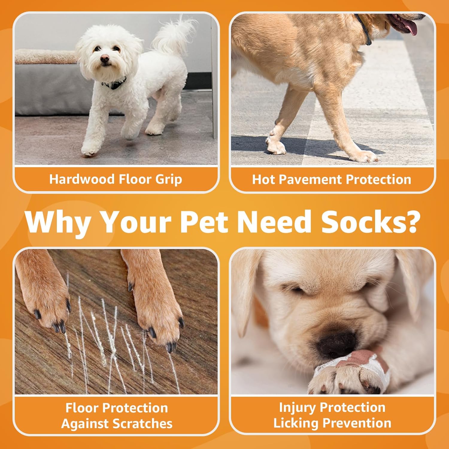 2 Pairs Dog Socks Paws Stop Licking, Anti Slip Dog Socks with Grips Strong Traction, Adjustable Dog Paw Protectors Prevent Scratching for Senior Dogs Hardwood Floors Indoor Outdoor Walking, Size L 5 810CPWsoCTL. AC SL1500