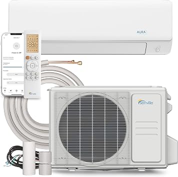 Senville AURA Series Mini Split Air Conditioner Inverter Heat Pump, 9000 BTU, Works with Alexa, Energy Star, White