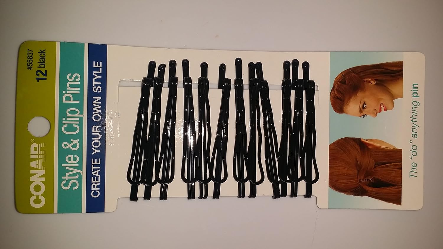 Conair 12 Count Black Bobby Pins for Adults, Unisex, 12 Pieces, 1 Pack