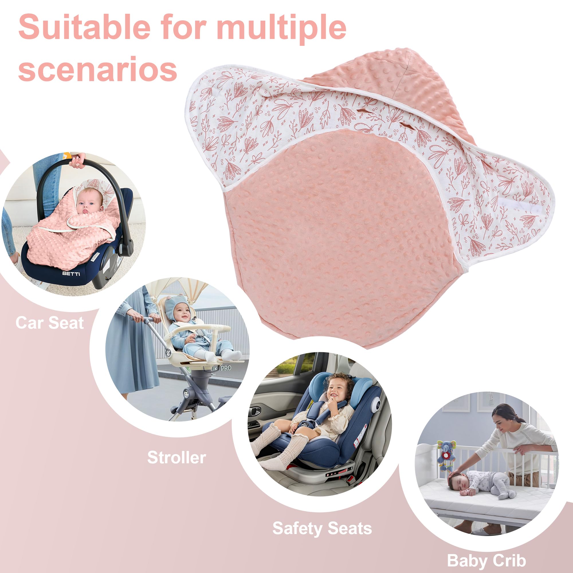 Einschlagdecke Babyschale für Buggy Universal Fußsack Babydecke Baumwolle Baby Pucksack für Kinderwagen Autositz 3-12 Monate (Pflanze M (3-12M))