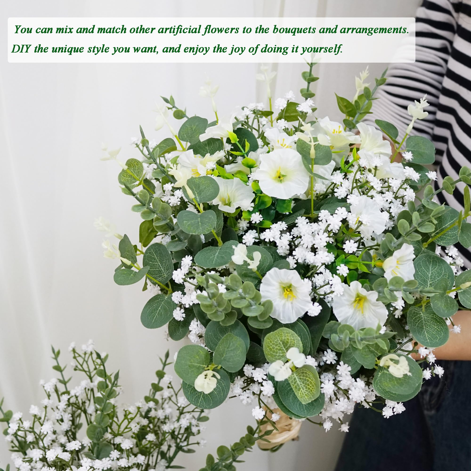 54 flores artificiales de aliento de bebé, a granel, 20.5 pulgadas de largo, flores artificiales de Gypsophila, aliento de bebé, para ramos florales, boda, fiesta, hogar, decoración de