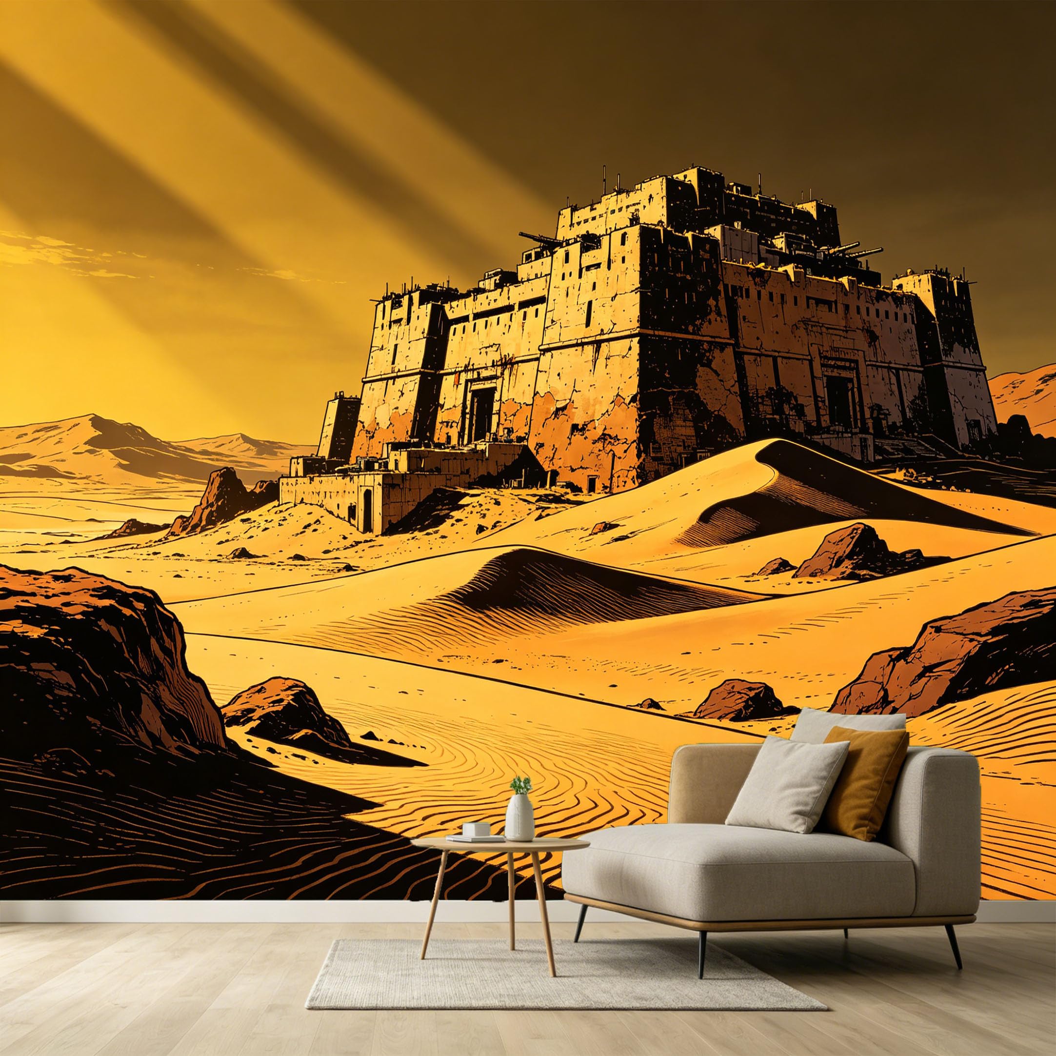 Custom Size Wall Murals Ancient Desert Fortress Architectural Ruins Modern Abstract Style SelfAdhesive Wall Fabric Removable Large Wallpaper for Photo Living Room