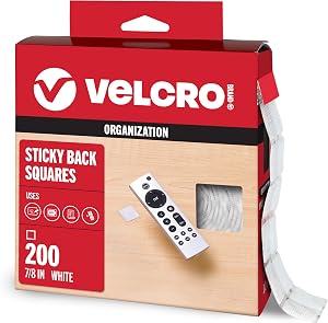 VELCRO Brand Mounting Squares with Adhesive, White, 7/8 in, 200 Pk