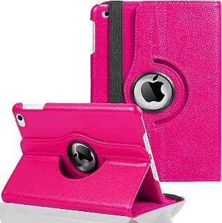 iPad Mini 4/5 Case - 360 Degree Rotating Stand Case Cover with Auto Sleep/Wake Feature for iPad Mini 4/5 (Rose Red-L)