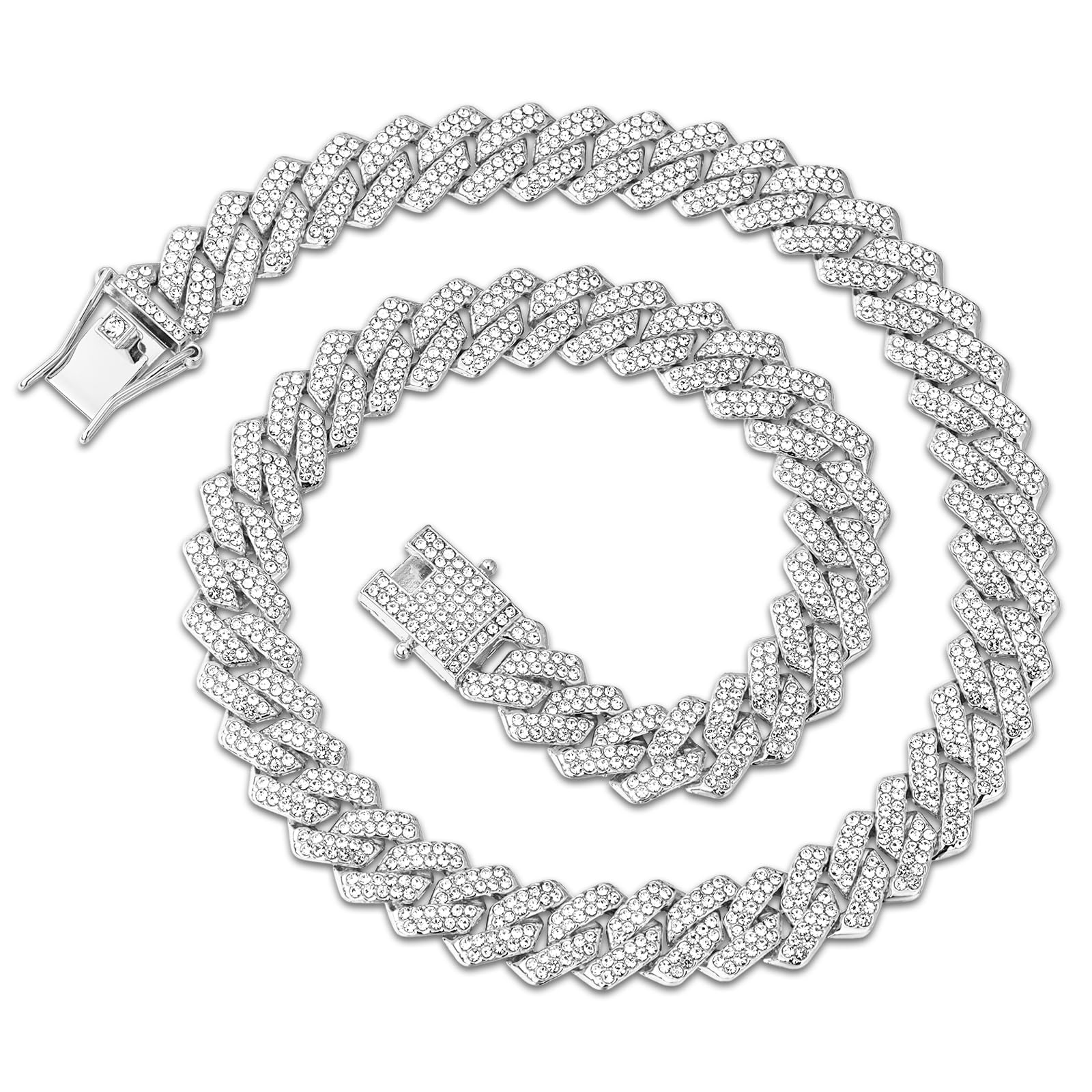 Esmoly Hip Hop Collana Uomo Argento/14K Oro Iced Out Catena Cubana Regalo Uomo Ragazzo 14mm