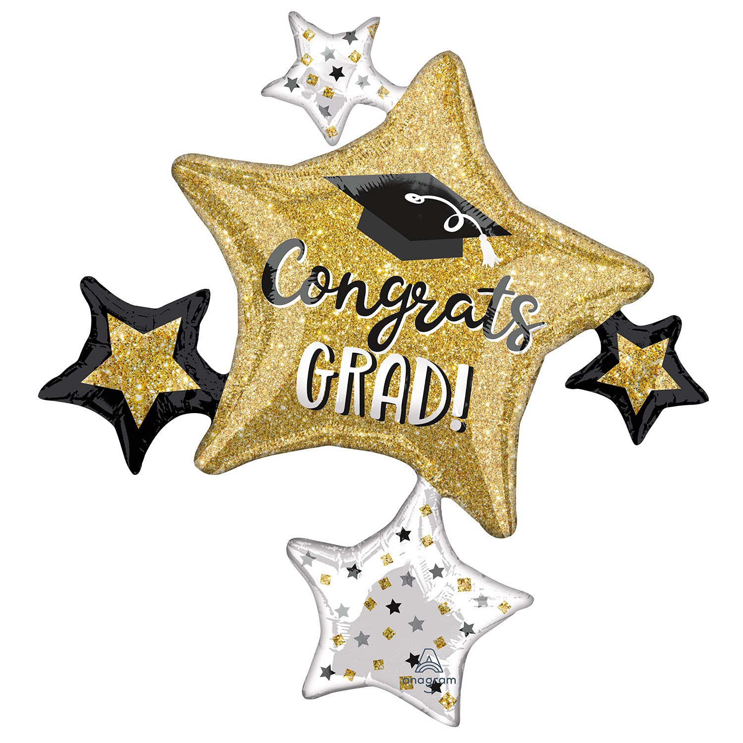 Amscan 4275901 - Congrats Grad! Sparkle Cluster SuperShape Foil Balloon - 23"