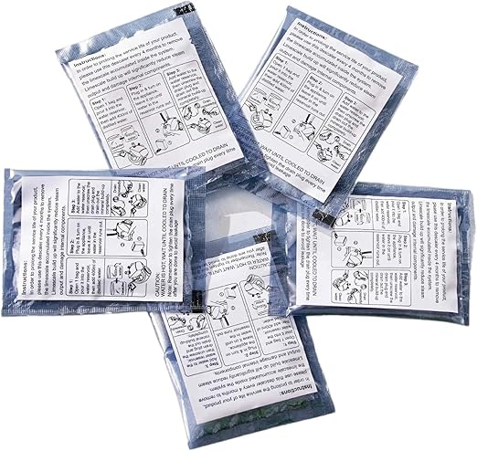 Garment Steamer Descaling Solution Decalcifier Packets for Mineral Deposits and Build-up Removal, Maintenance for Clothes, Works with all Garment Steamer Brands, Cleans Build Up, 5 packs