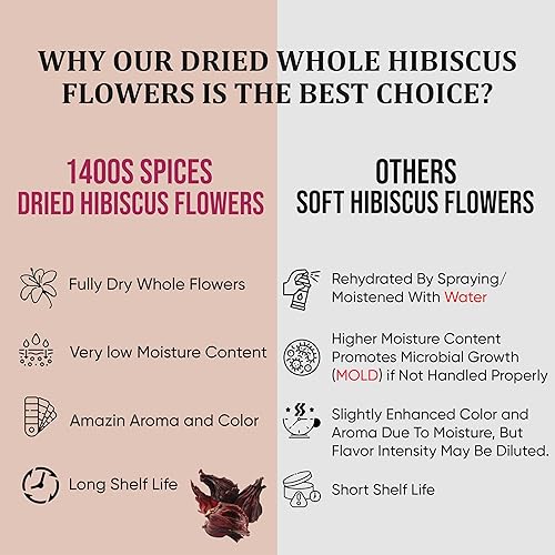 Miniatura 2 de Flores secas de hibisco de 4 onzas, perfectas para té y agua fresca mexicana, flor de jamaica, zobo de acedera, flores enteras y pétalos de 1400s