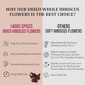 1lb Dried Whole Hibiscus Flowers and Petals, Flor de Jamaica | Perfect for Tea and Mexican Agua Fresca, Sorrel Flower, Zobo Flower