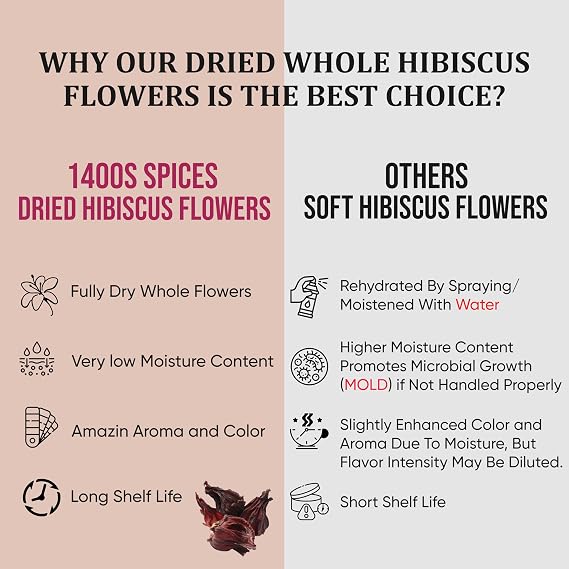 1lb Dried Whole Hibiscus Flowers and Petals, Flor de Jamaica | Perfect for Tea and Mexican Agua Fresca, Sorrel Flower, Zobo Flower