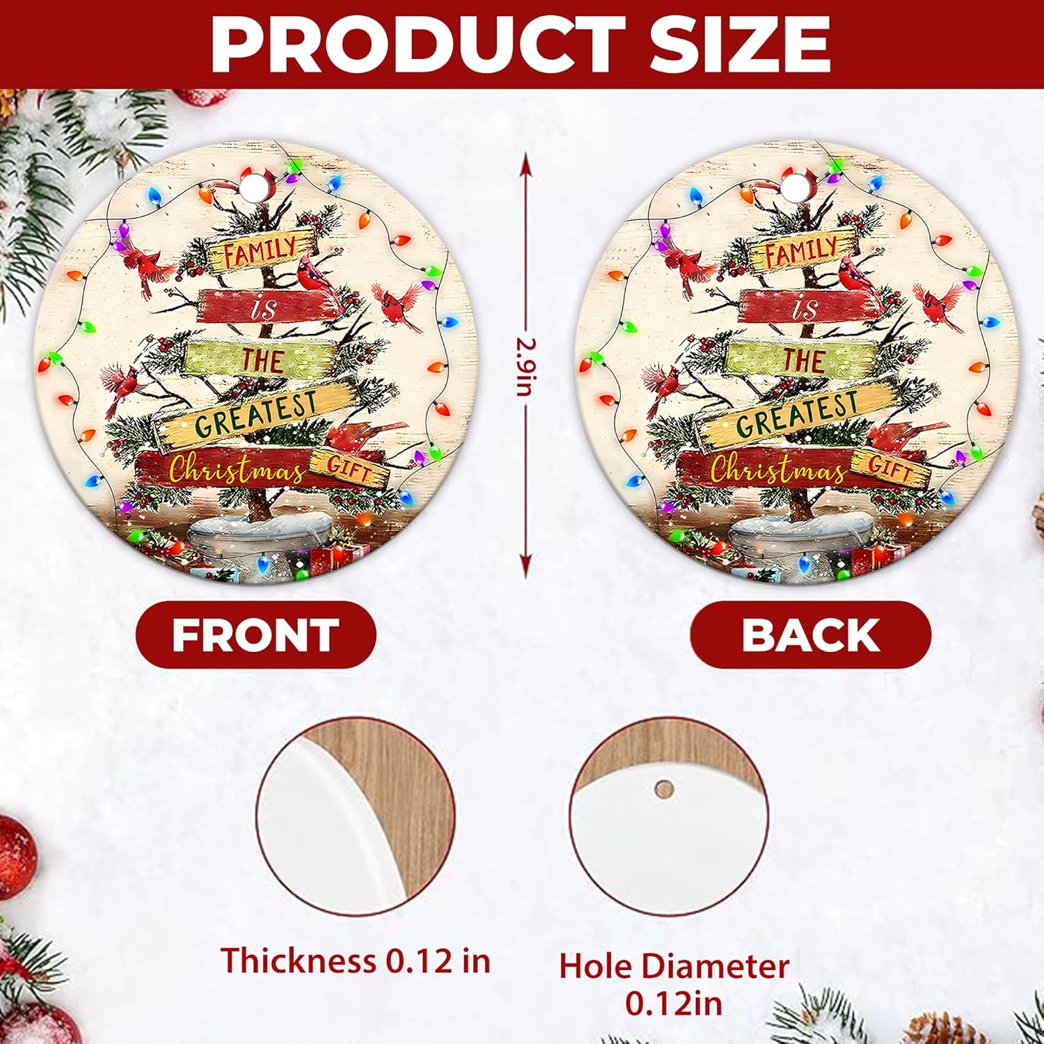 2025 Christmas Ornament - Cardinal is The Greatest Ceramic Ornament – Celebrating Family This Christmas Ornament, Gift for Family, Friends - Image 3