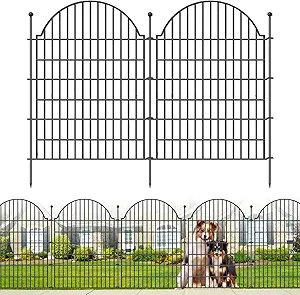 5 Panels Decorative Outdoor Garden Fencing for Yard, 40in (H) x 11.8ft (L) No Dig Animal Barrier Fence, Rustproof Metal Wire Dog Fences Outdoor Panel Border with Temporary Ground Stakes