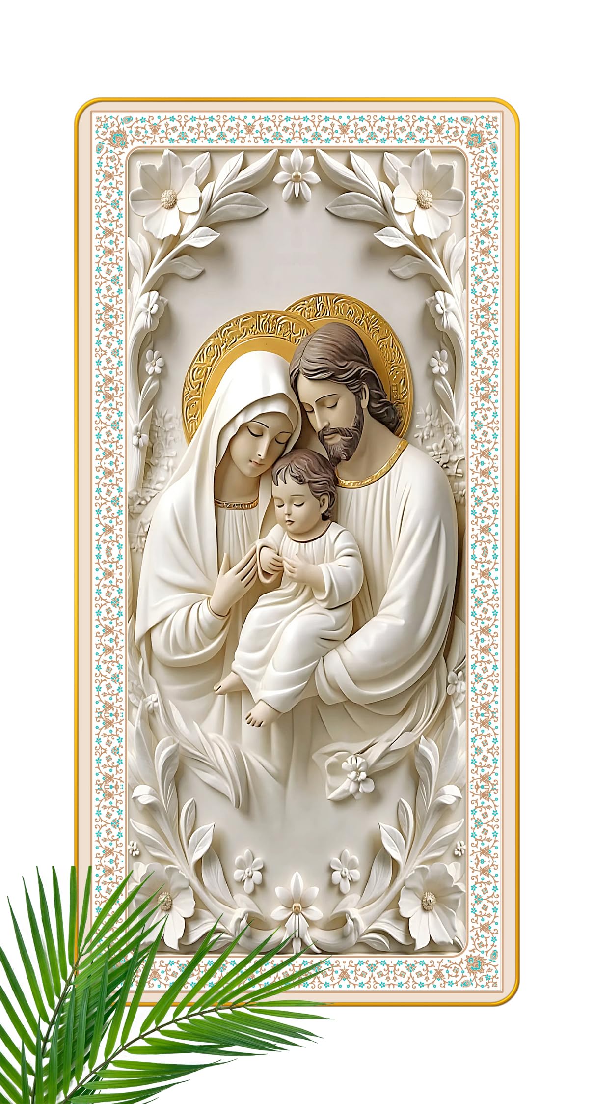 Casa Rica Jesus Holy Family photo frame painting wall hanging home decoration for wall (12 inchx24 inch) (TS 061) laser cut-image-24