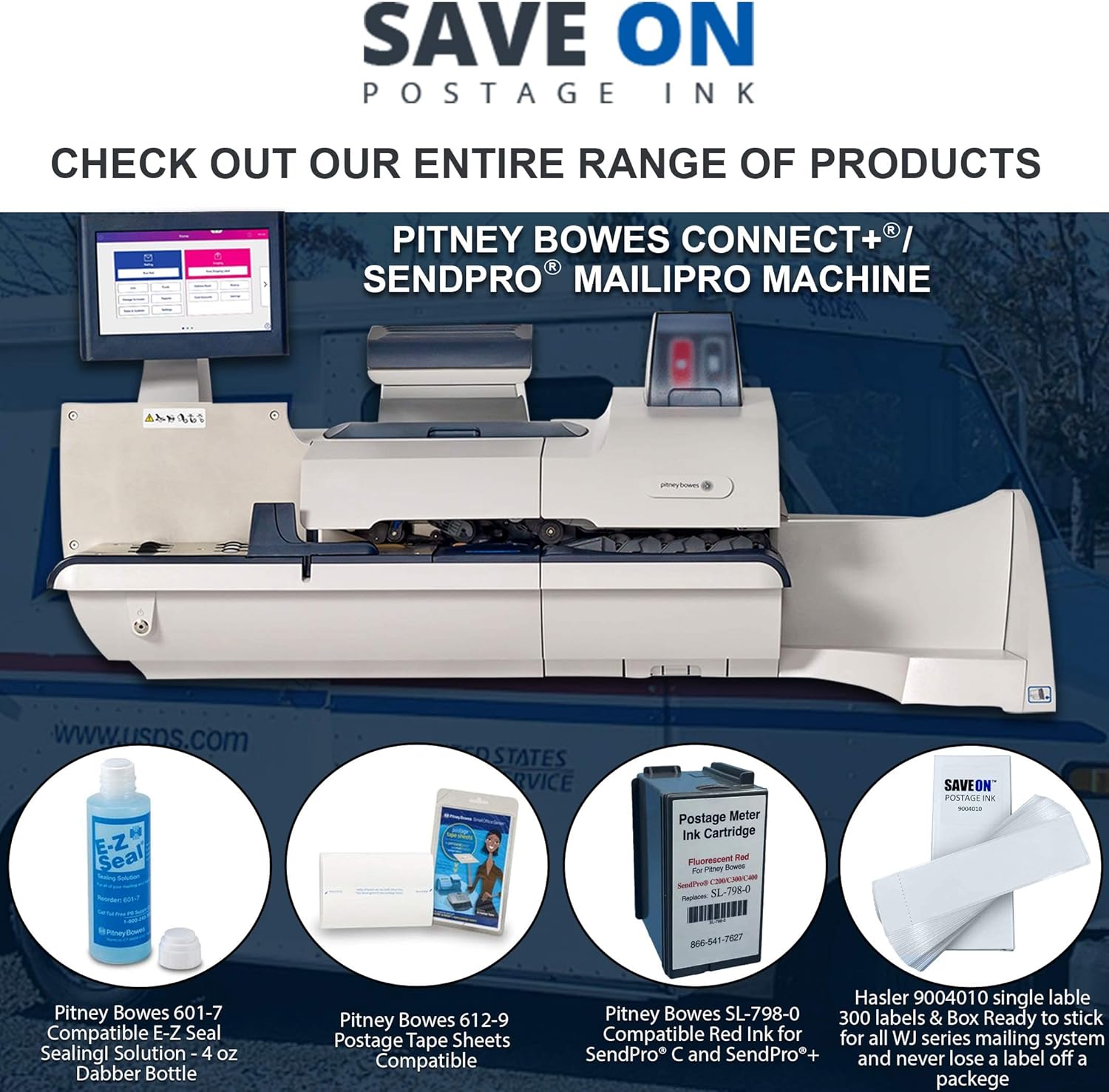 Save On Postage Ink Pitney Bowes SL-DK-1247 Desktop SendKit / QL1100 Shipping Labels 1 roll of 180 Individually Die Cut Labels Compatible for QL-1100 (HS9E, 1E43, 1E44) Brother Printers | Made in USA