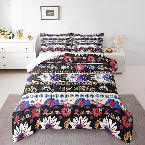 Miniatura 7 de Juego de edredón de damasco negro para adultos, juego de edredón antiguo barroco victoriano, tamaño Queen, edredón gótico vintage floral exótico