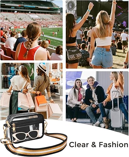 Miniatura 6 de Bolso cruzado transparente aprobado para estadios, bolsos transparentes para mujeres, bolsa pequeña para estadios para eventos, conciertos,