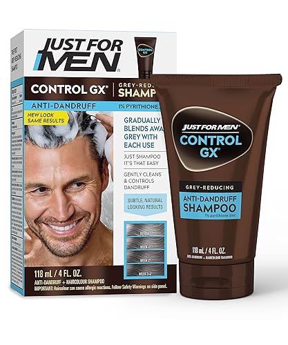 Just For Men Control GX - Lavado de barba reductor de color gris, da color gradualmente al bigote y la barba