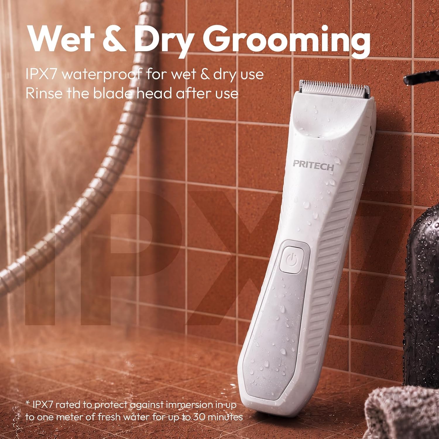 PRITECH Manscape Body Hair Trimmer - Waterproof Pubic Hair Trimmer, Ceramic Blade Shavers Electric Razors for Women/Men with USB-C Charging, Wet/Dry Use, Grooming Kits, Gifts, White