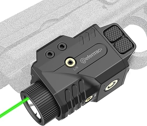 DEFENTAC Combo de luz de pistola de 800 lm y vista láser verde para armas, linterna táctica LED blanca y haz verde combo, carga magnética