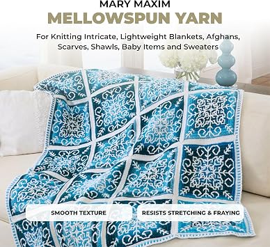 Mary Maxim Mellowspun DK Yarn, Lightweight Acrylic Cream Crochet Yarn for Baby Blankets, Afghans, Sweaters, and Clothing, 284 Yards, 3.5 Oz, Cream - 1 Skein