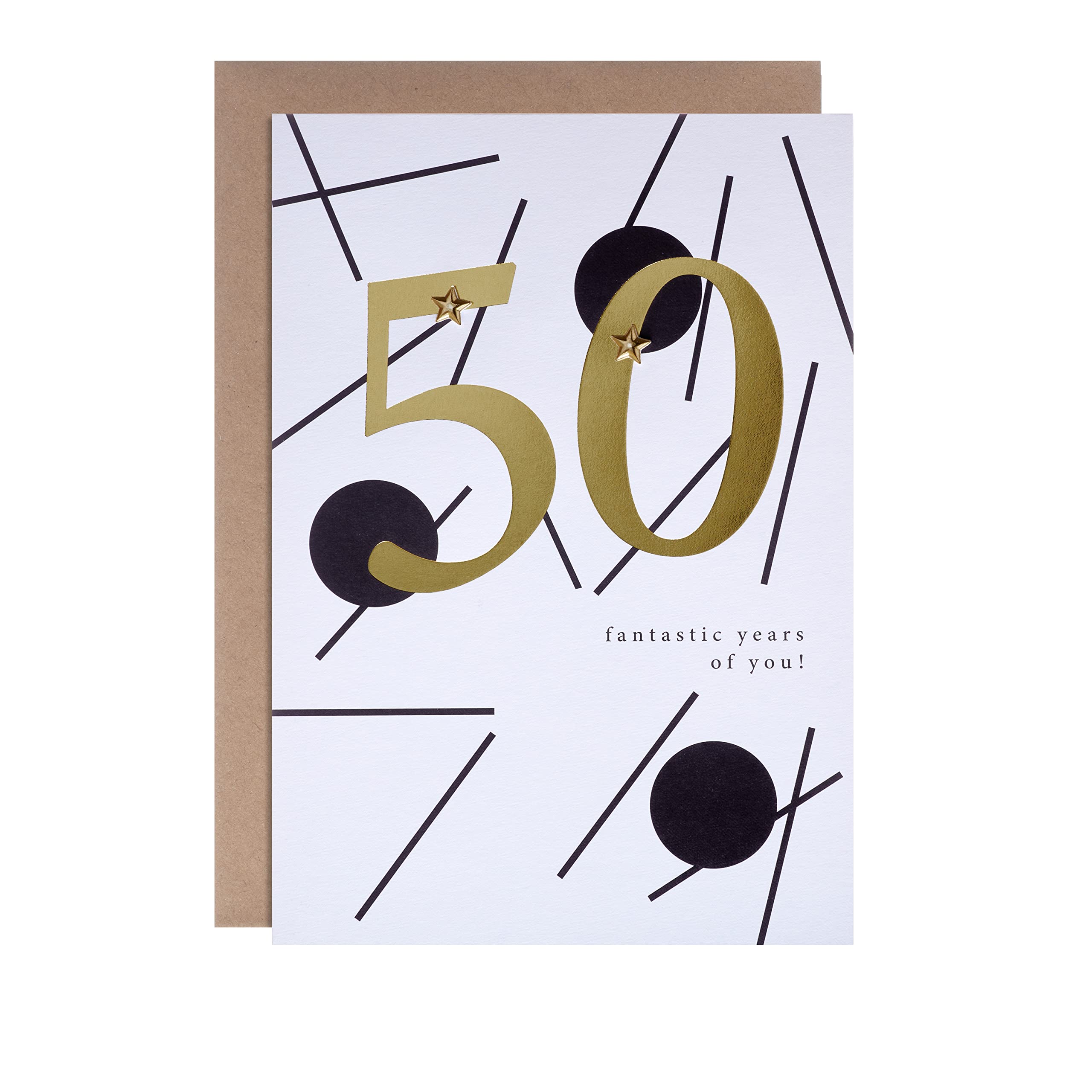 Hallmark 50th Birthday Card - Contemporary Text Based Line Design
