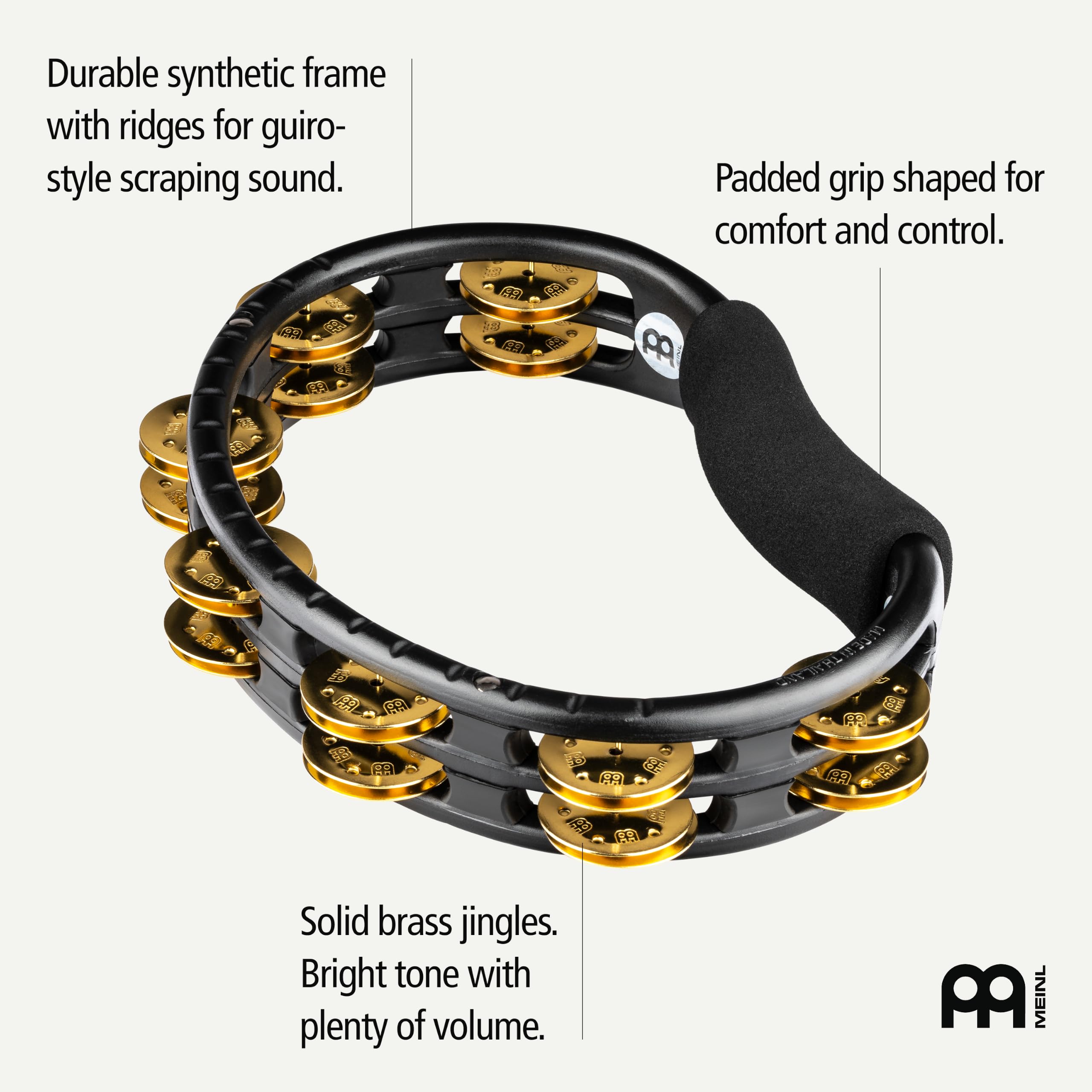 Meinl Hand Tambourine TMT1B-BK, Brass Jingles - Tamburyn