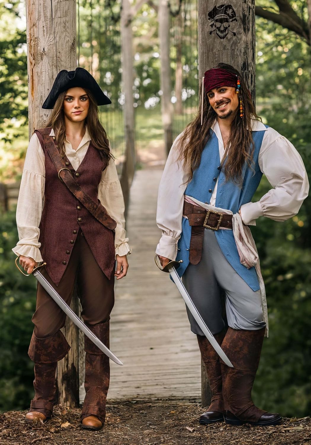 Pirates of the Caribbean Captain Jack Sparrow Adult Costume - Halloween Outfit with Vest, Boot Covers & Headscarf - Image 5