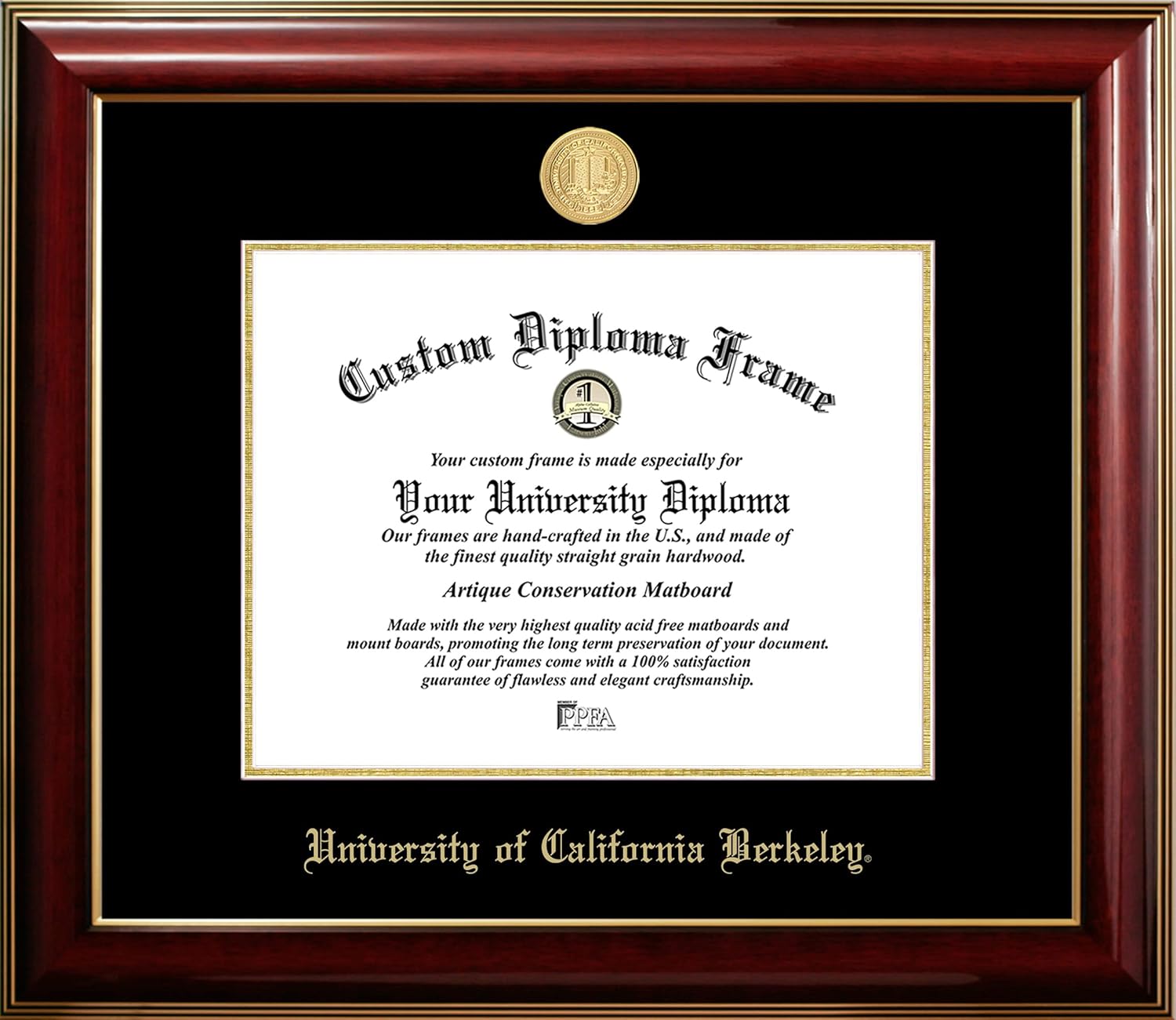 Campus Images University of California, Berkeley 11w x 8.5h Classic Mahogany Gold Embossed Diploma Frame