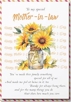 BlinkBlink Happy Mothers Day Card Mother In Law, Mothers Day Card for Mother In Law with Envelope and Seal, Mothers Day Card for Boyfriends Mom