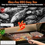 Paniers pour Grill extérieur, 2PCS BBQ Panier de grillage avec poignée amovible en bois, en acier inoxydable Camping Grill Accessoires pour la viande poisson Légume fruits de mer, Cadeaux pour les hommes