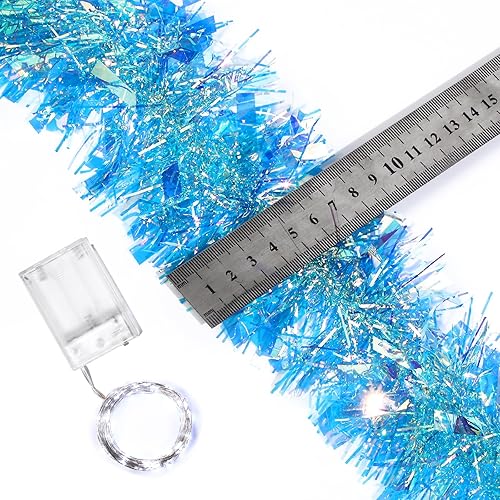 Miniatura 3 de Guirnalda de oropel de Navidad de 32.8 pies con luces LED, guirnalda colgante para árbol de Navidad, decoración para fiestas de Navidad, cumpleaños,