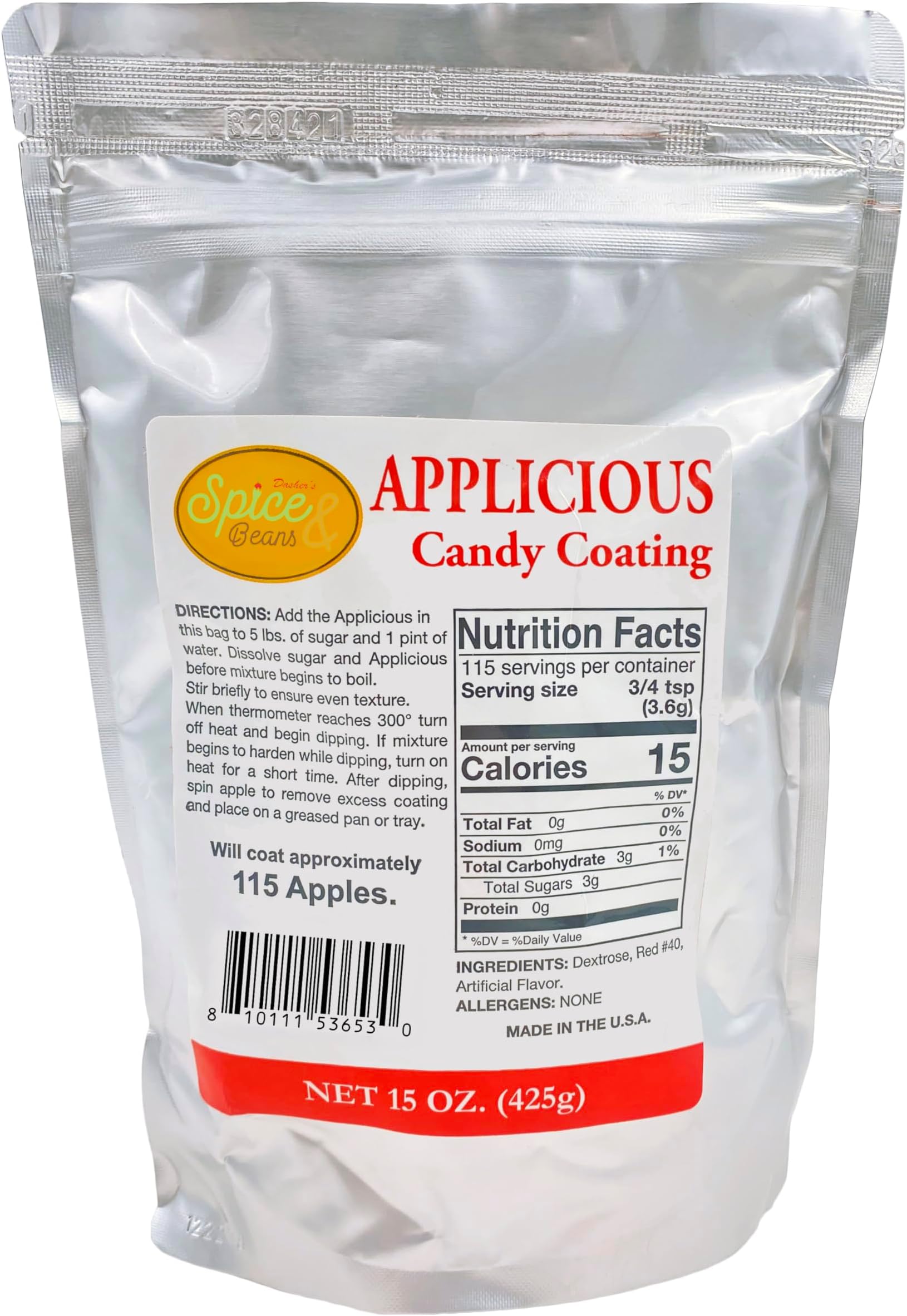 Applicious Candy Apple Coating Mix by Dasher's Spice & Beans - 15 oz.