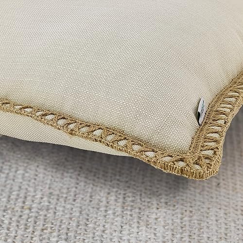 Miniatura 4 de Juego de 2 fundas de cojín NordECO HOME decorativas, fundas de lino y yute para cojín, para el sofá, sillón, cama, decoración para el hogar, de 18 x