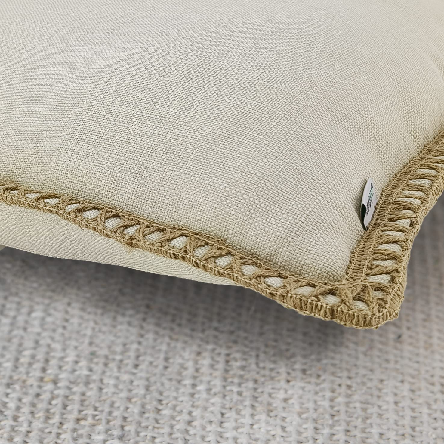 NordECO HOME Confezione da 2 federe per cuscini in lino bianco, 40 x 40 cm, decorative, con bordi rifilati, 16 x 16 cm, per decorare il divano