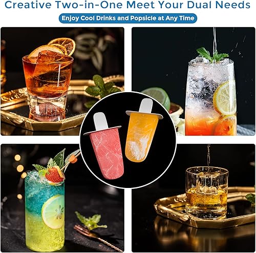 Miniatura 5 de Bandeja para cubitos de hielo con tapa y cubo con molde para paletas, 24 moldes para cubitos de hielo, 4 moldes para paletas, moldes para cubitos de