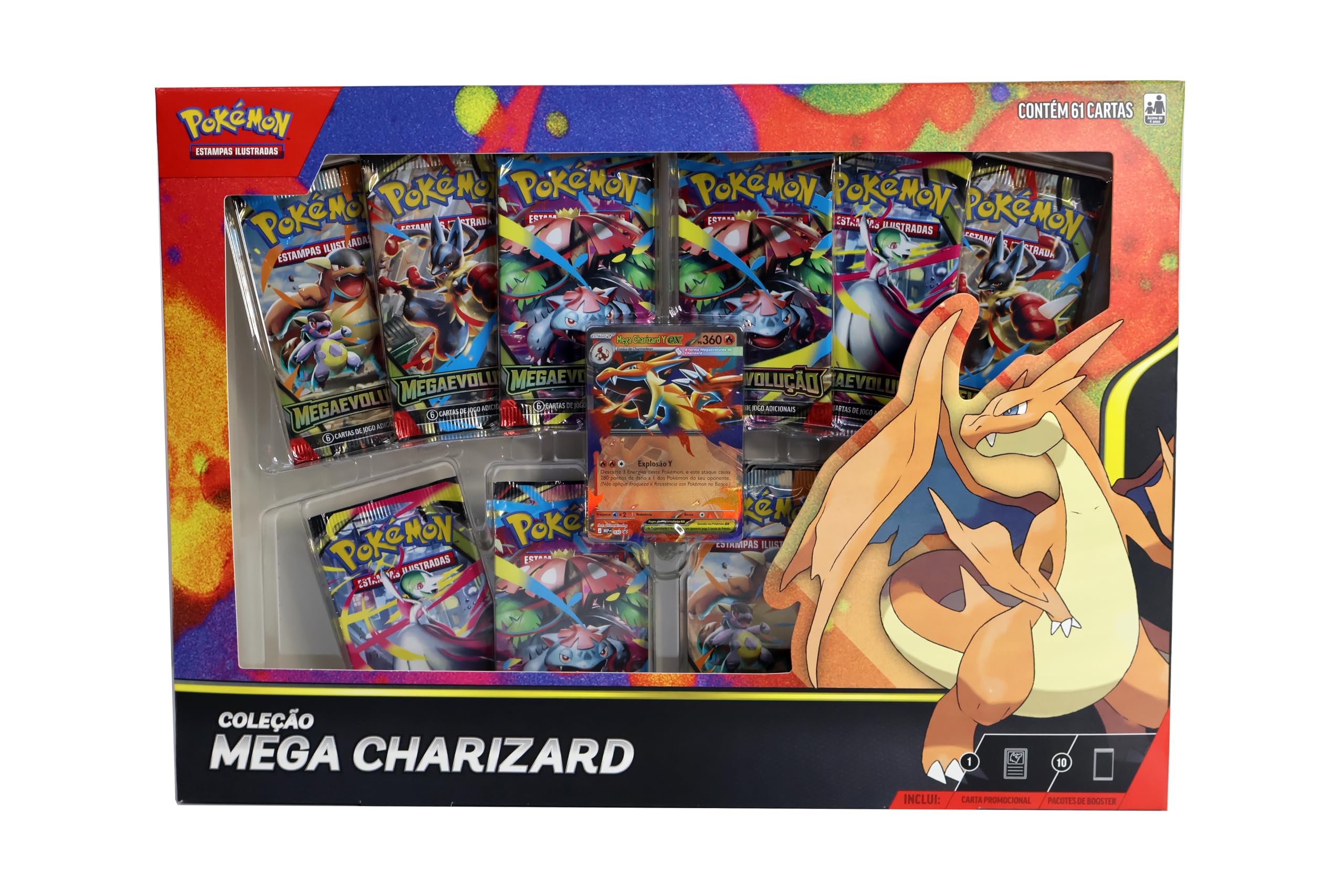 Y*G様 Pokémon TCG: Mega Charizard Tin メガリ Jogo De Cartas - Pokémon TCG - Mega Charizard Tin - Inglês