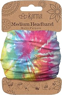 Multi Color Tie Dye Headband for Women - Medium - Fabric Headband and Stretchy Hair Scarf - Multicolor