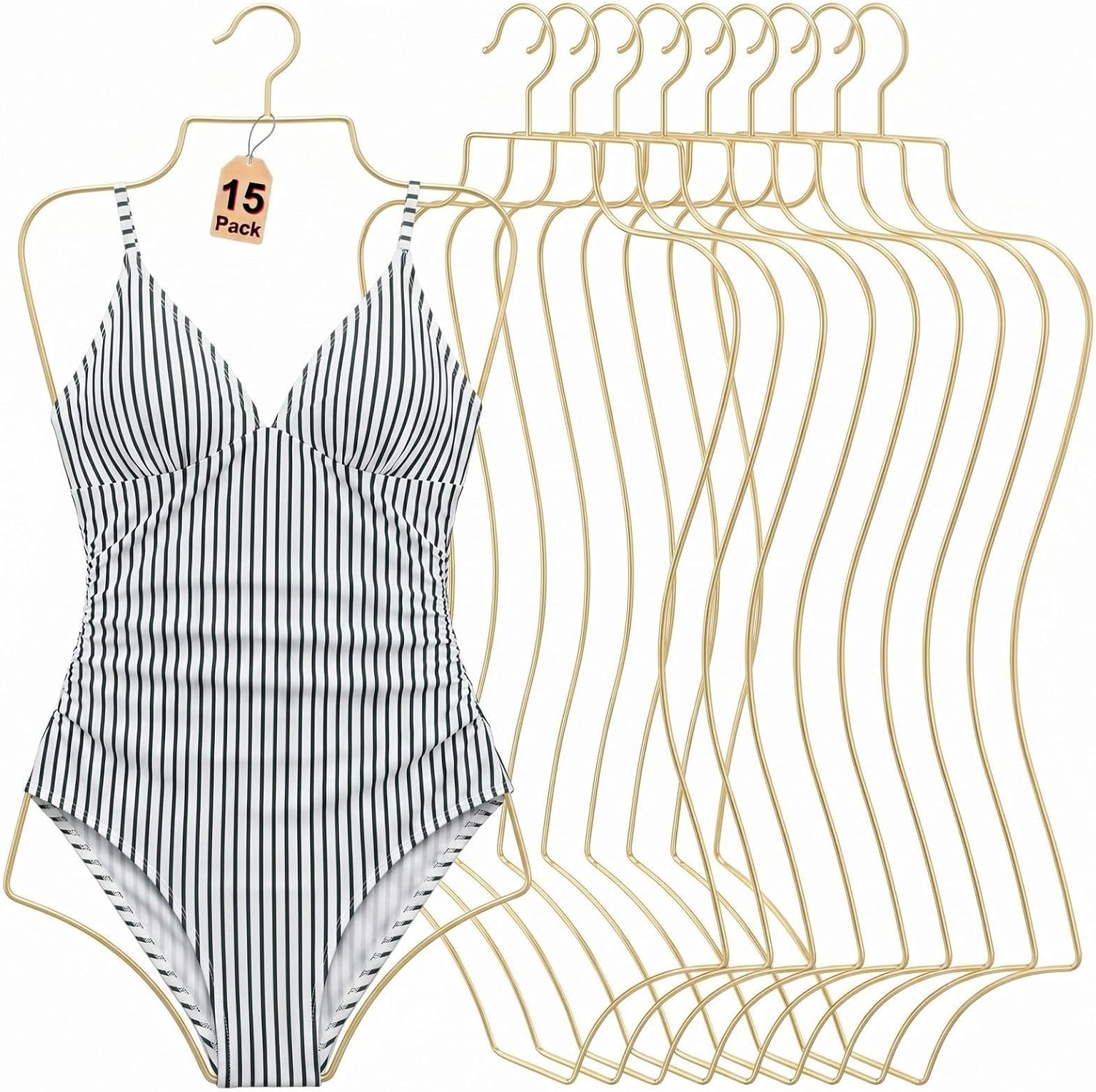 25 Pack Body Shape Lingerie Hangers, Metal Wire Bikini Hangers for Swimsuit Display, Matt Black Bra Set Hangers for Closet Organization & Retail Boutique, Heavy Duty Bathing Suit Form (Black)