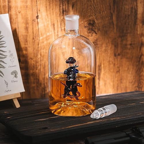 Miniatura 5 de Decantador de vino y whisky, regalos de caza para hombres, hombre con perro, decantador de 25.4 fl oz, bourbon whisky, único para él, juego de